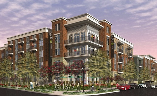 Atlanta's @1377 complex will feature brick cladding and stucco accents.