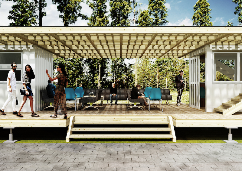 An outdoor seating area at Lego Lunch