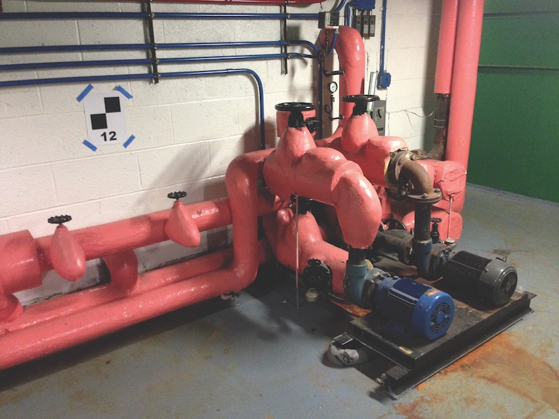 Pipes in the mechanical rooms at One Liberty Plaza