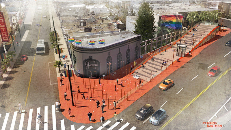 A rendering of the reimagine Harvey Milk Memorial Plaza from Perkins Eastman