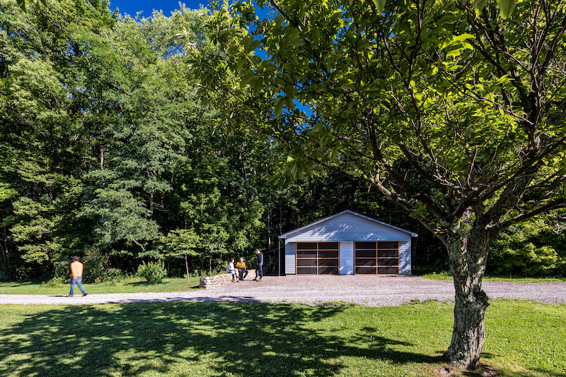 The repurposed High Meadow Studio garage workspace