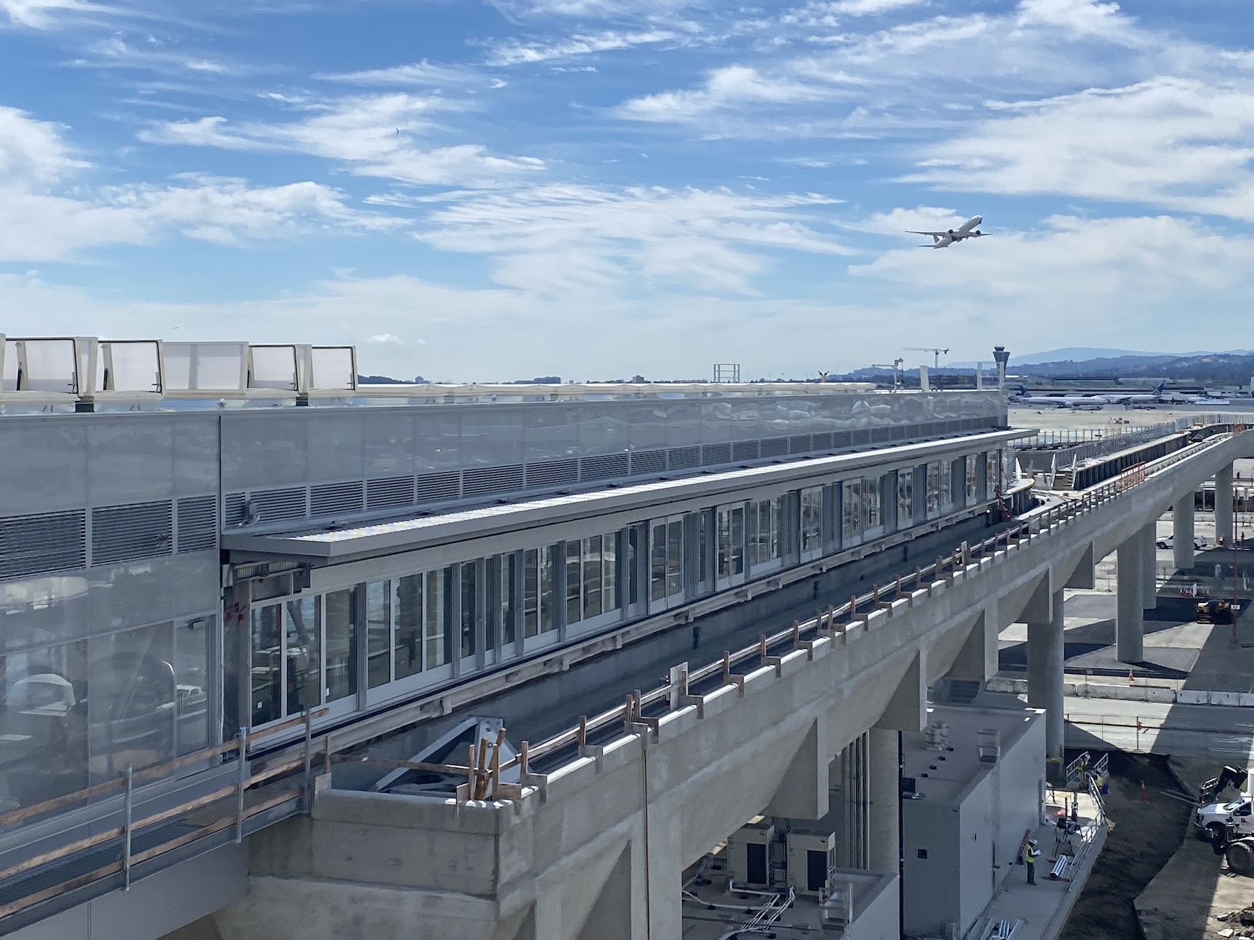 San Francisco airport's AirTrain people mover now connects to a long-term parking garage. Images courtesy of Skanska