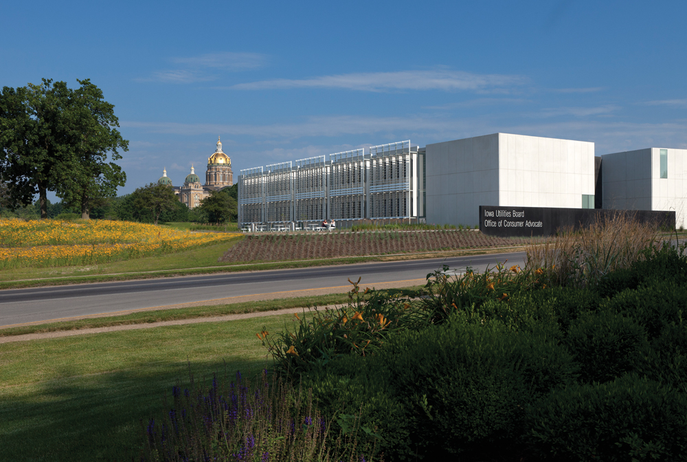 The Iowa Utilities Board/Office of Consumer Advocate building, in Des Moines, ea