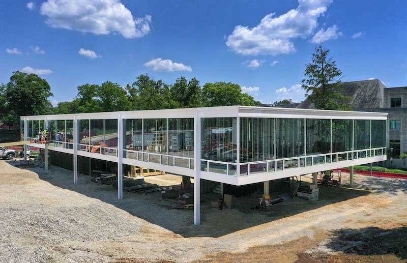 Mies Building for the Eskenazi School of Art, Architecture + Design exterior under construction