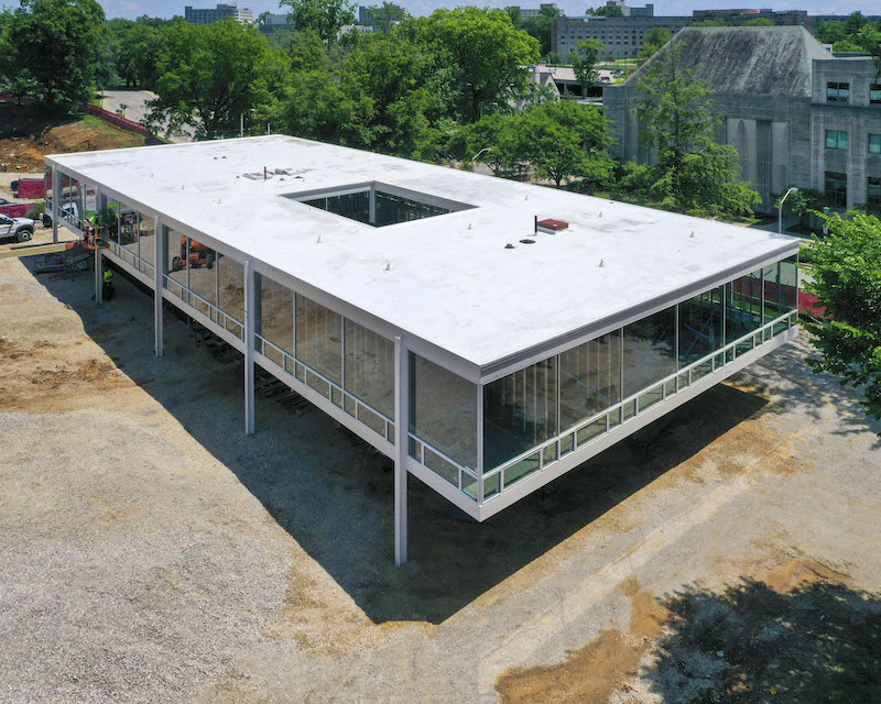 Mies Building for the Eskenazi School of Art, Architecture + Design exterior during construction