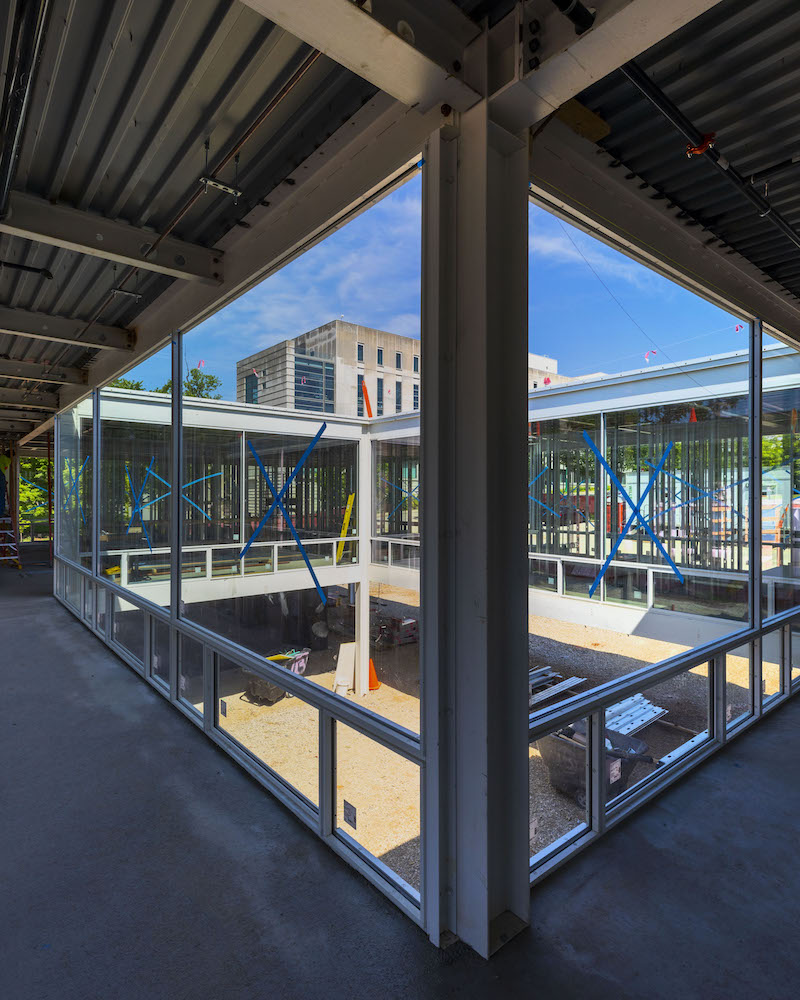 Mies Building for the Eskenazi School of Art, Architecture + Design exterior central courtyard