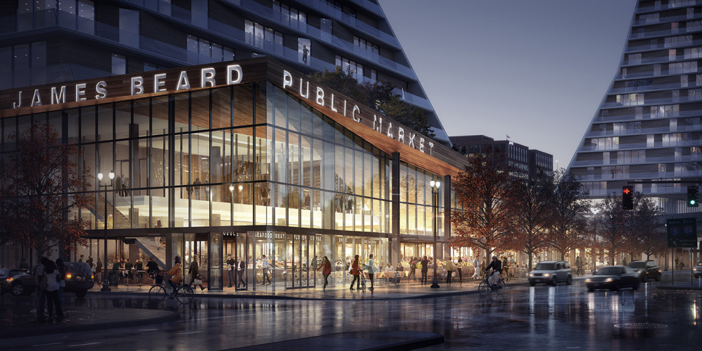 Snøhetta unveils designs for riverfront public market in Portland, Oregon