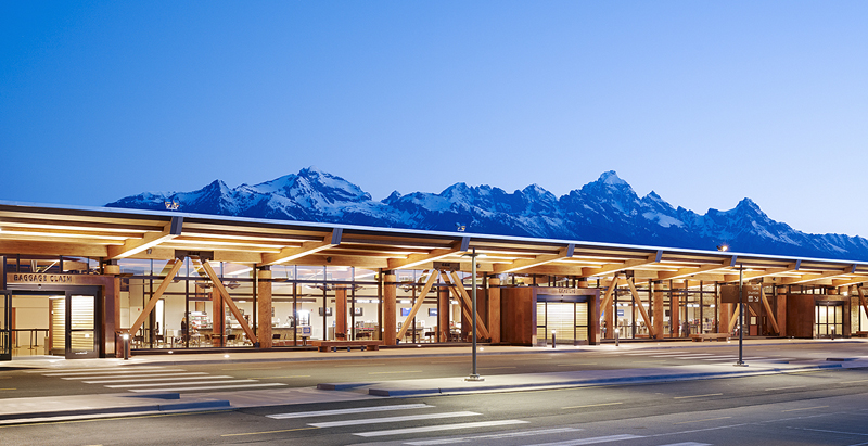 Exposed glulam framework offers quiet complement to Jackson Hole airport’s mountain backdrop