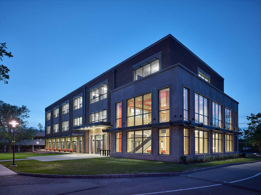 Kenneth K.T. Yen Humanities Building exterior at night