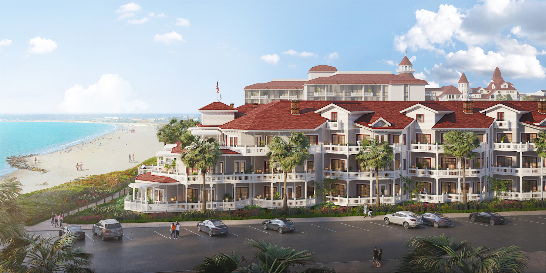 The iconic Hotel Del Coronado is completing its Master Plan with Shore House, with 75 luxury residences. Images: LEO A DALY