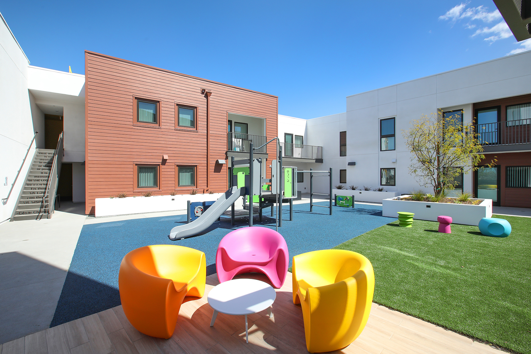 The playground and family area at La Placita Cinco, in Santa Ana, Calif. Photo courtesy TCA Architects