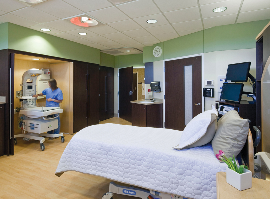 A patient room at Methodist Womens Hospital, Omaha, Neb. HDR Architecture desig