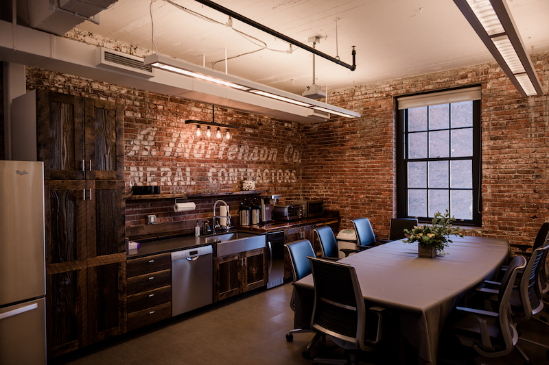 The kitchenette at Mortenson Construction's new Portland office