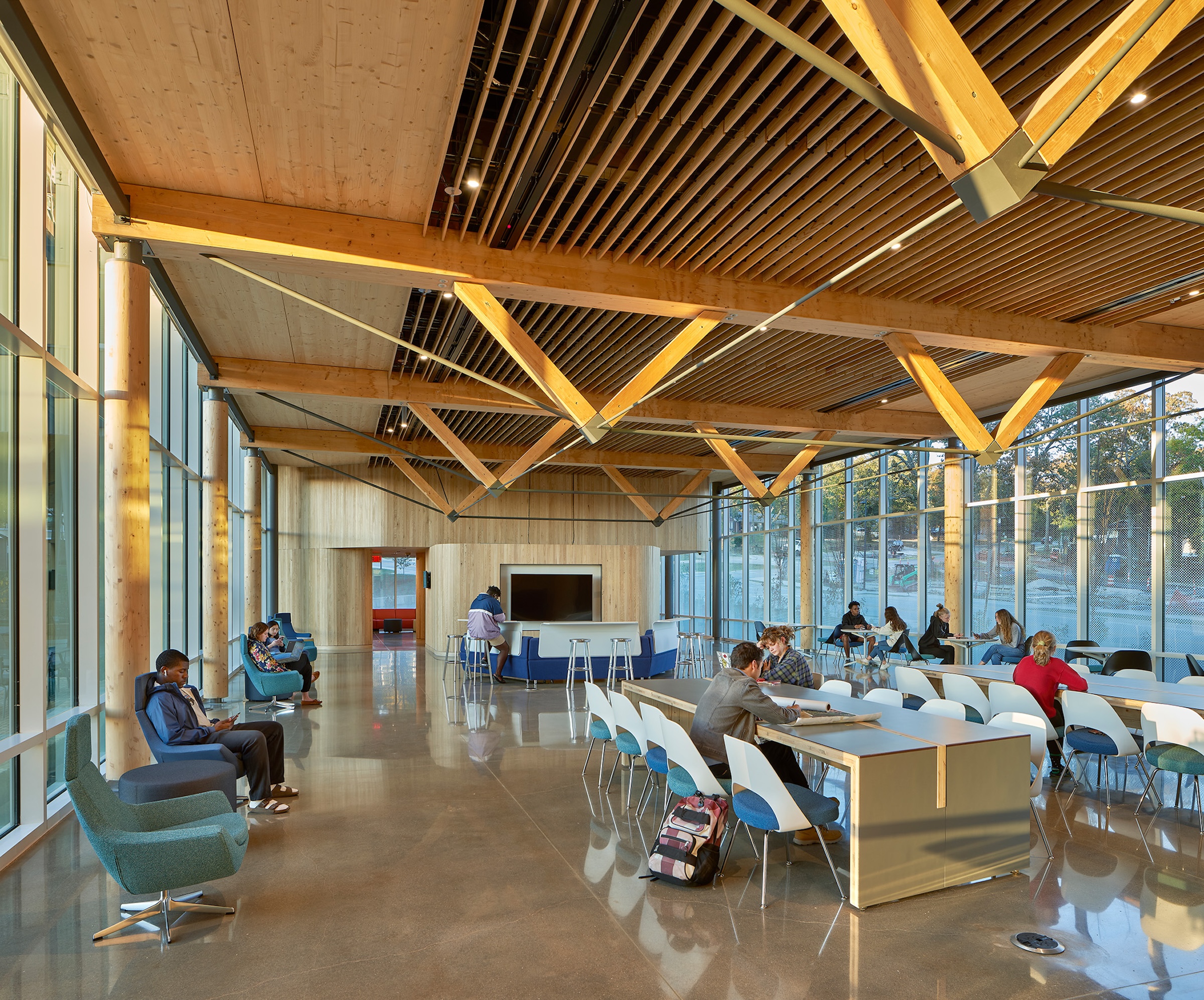 “The Cabin” community room of Adohi Hall, University of Arkansas. 