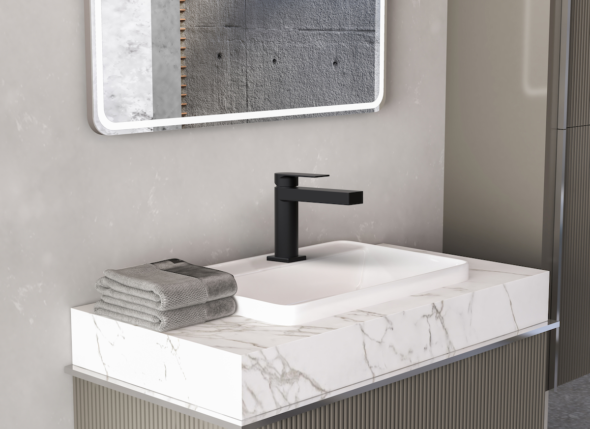 Olympia i4 lavatory faucet in black matte finish. Photo: Olympia Faucets