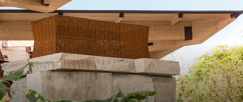 The limestone hearth in the Indianapolis Zoo's new pavilion