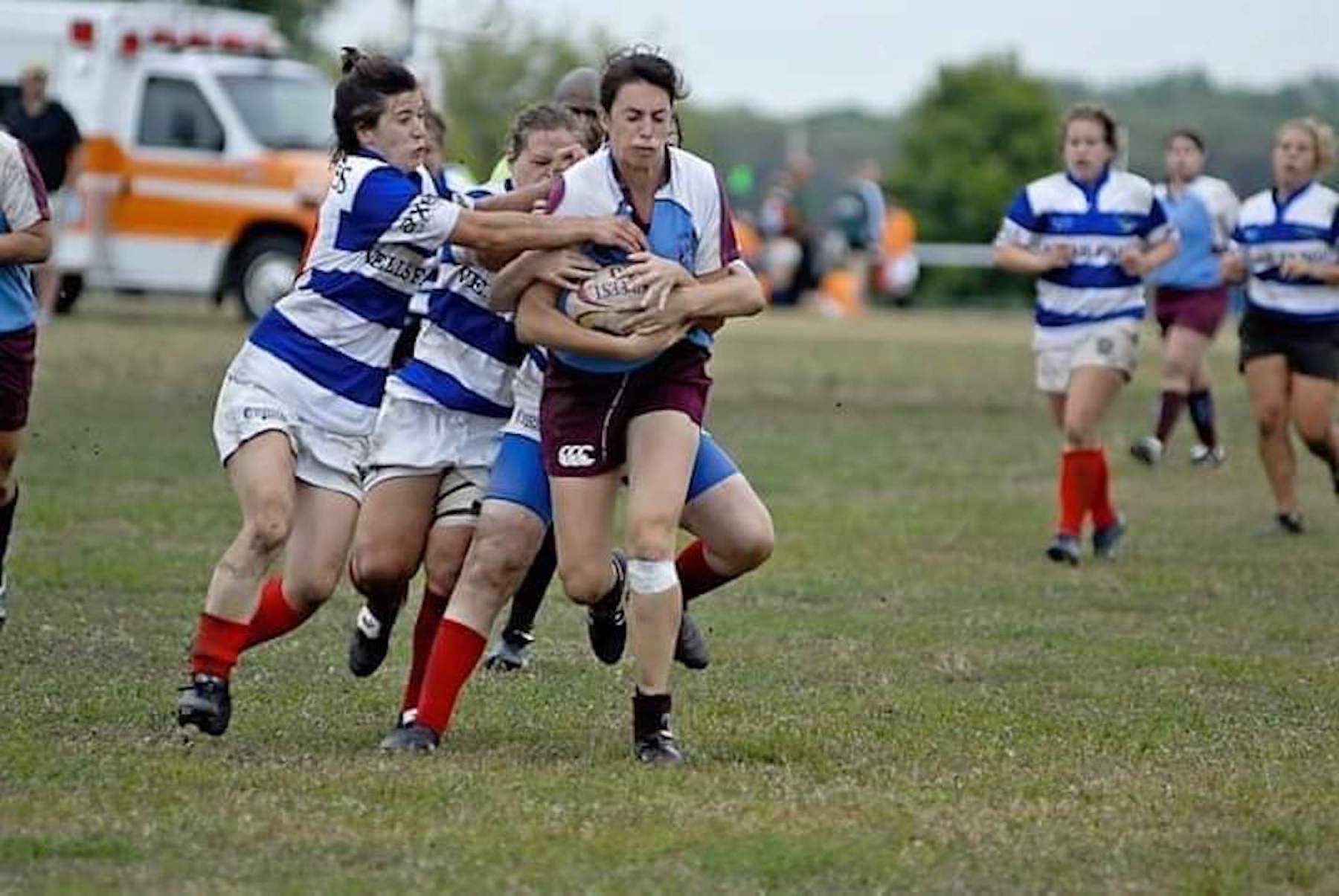 Kate Ahrens of Ballinger in rugby match