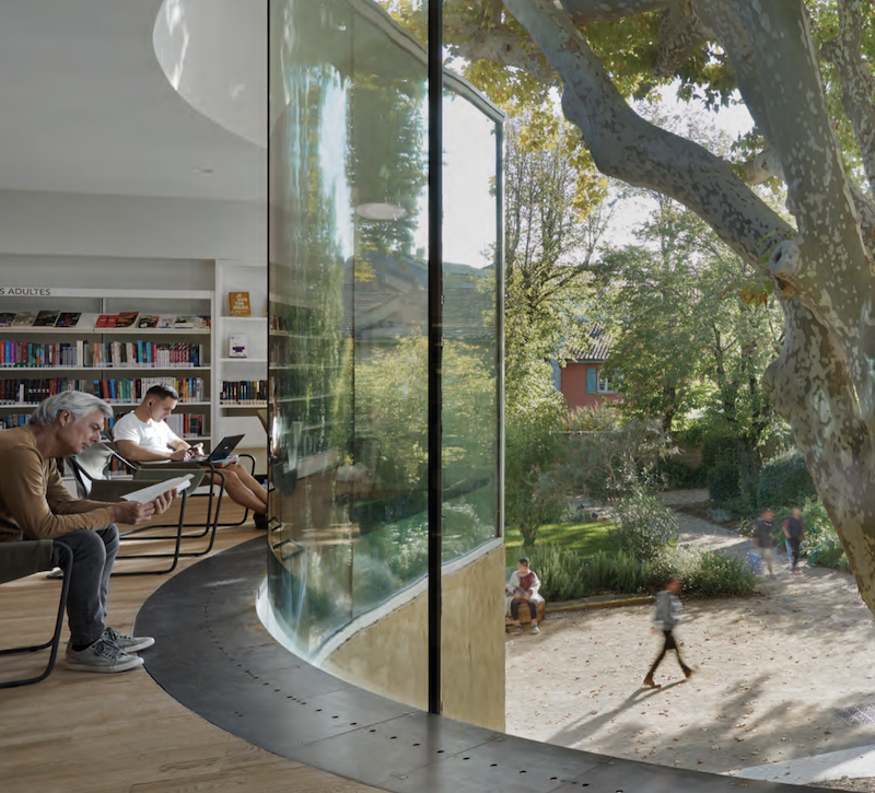 Pierre Bottero media library interior of extension, second floor