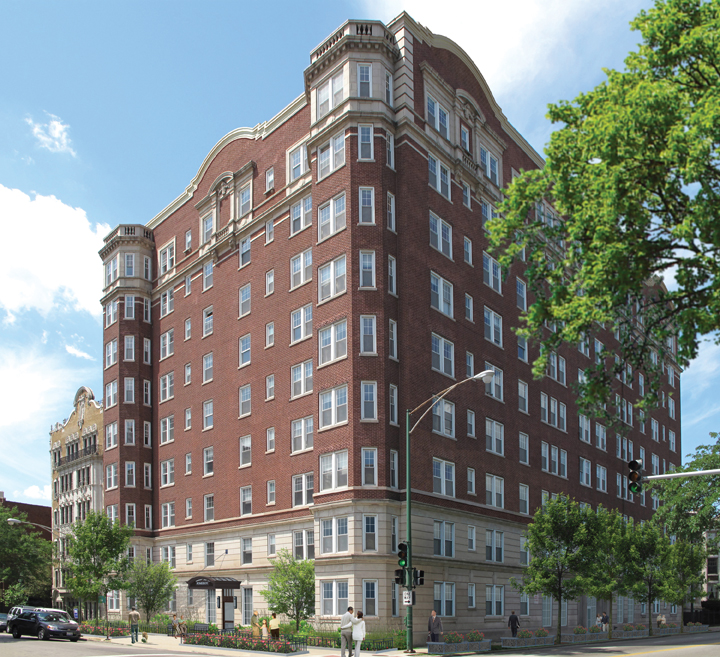 The Pomeroy Senior Apartments building, in Chicagos Bryn Mawr district. The ext