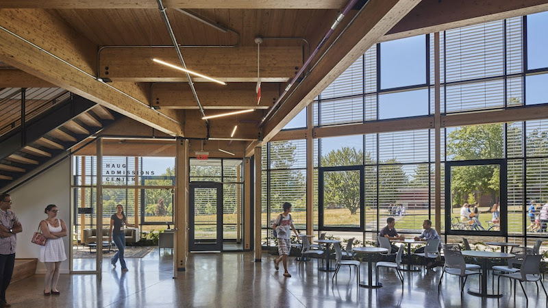 Inside the atrium of the R.W. Kern Center