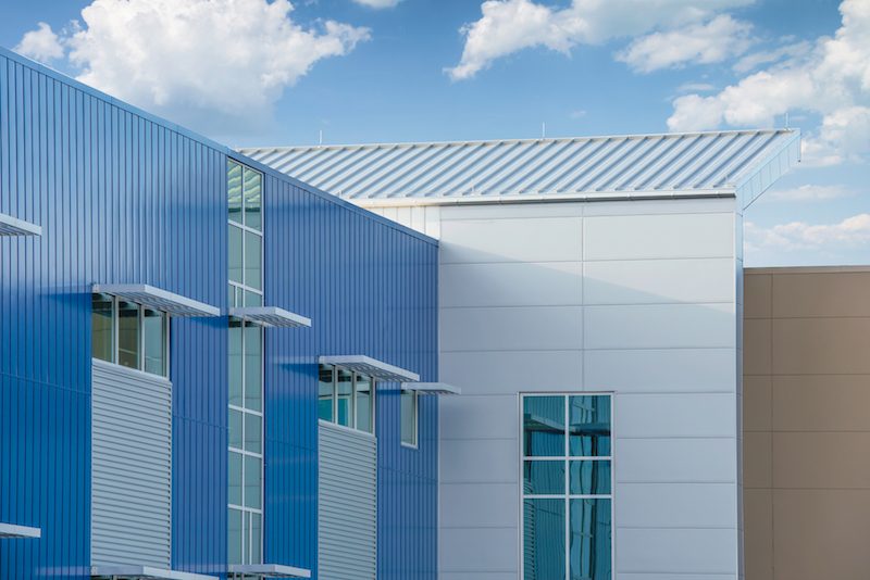 Aluminum cladding on the exterior of a building