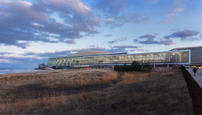 The exterior of the Ryan Fieldhouse