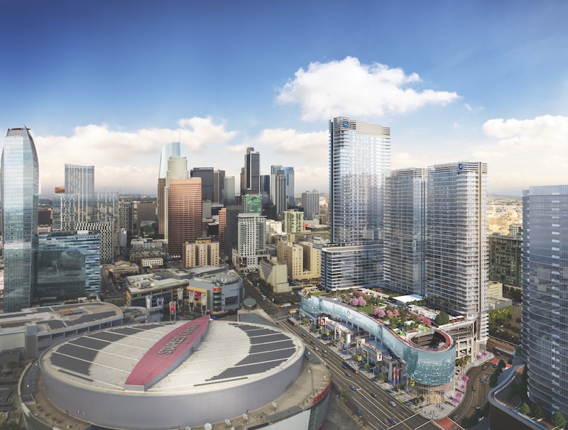 A rendering of the Oceanwide Plaza skyline in Los Angeles