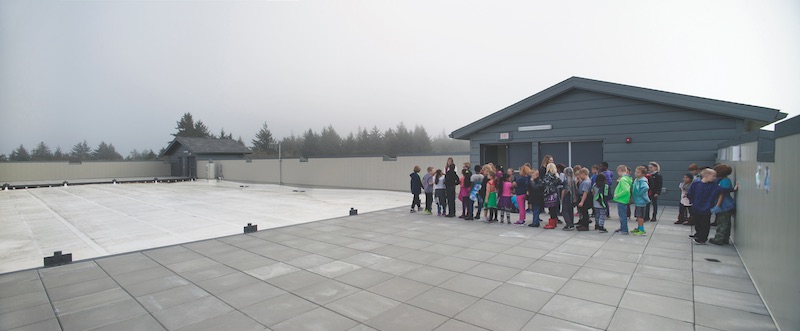 The roof of Ocosta Elementary School in Westport, Wash.