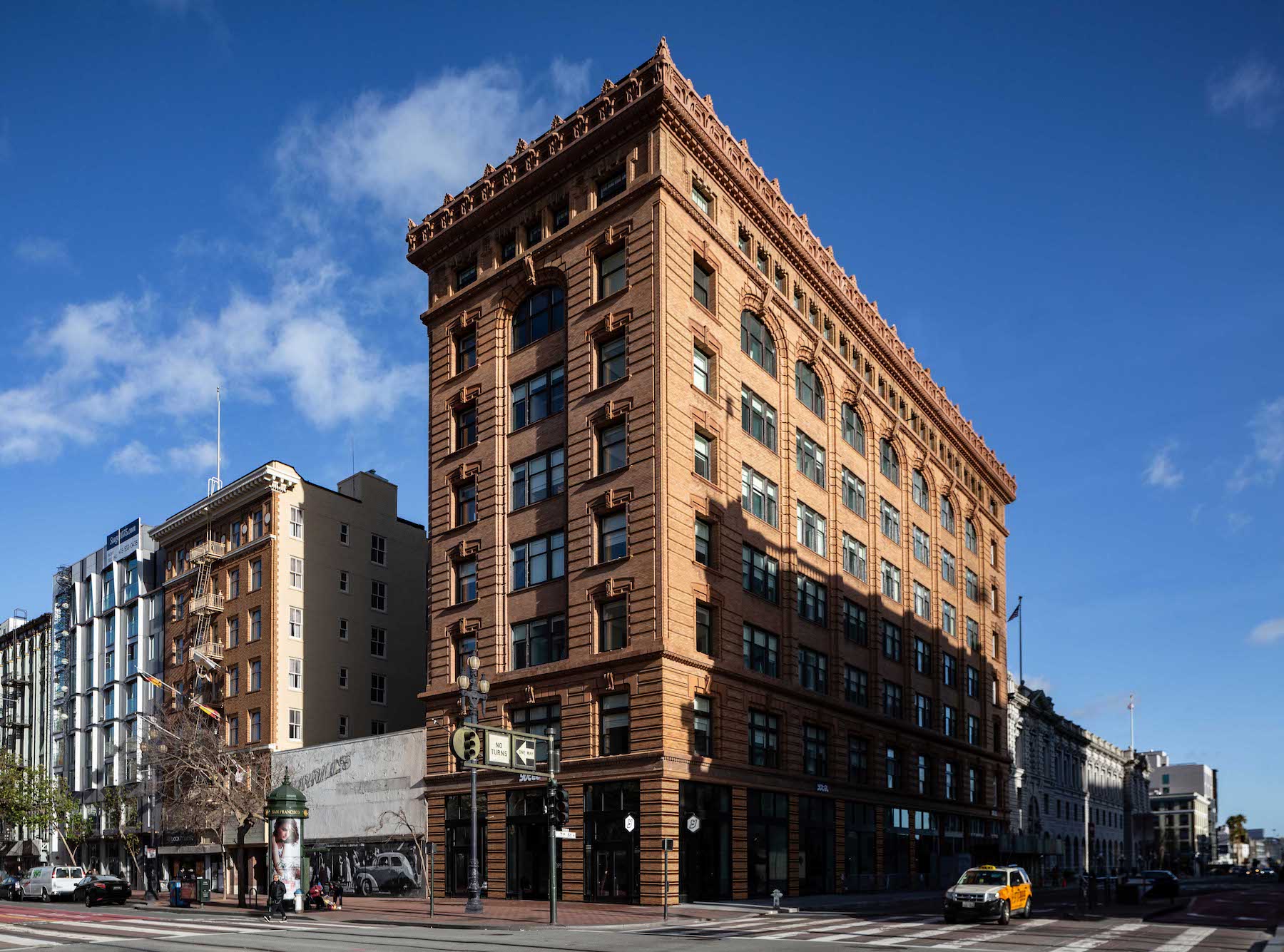 The Yotel micro hotel in San Francisco emerged from the conversion of a 115-year-old office building. 