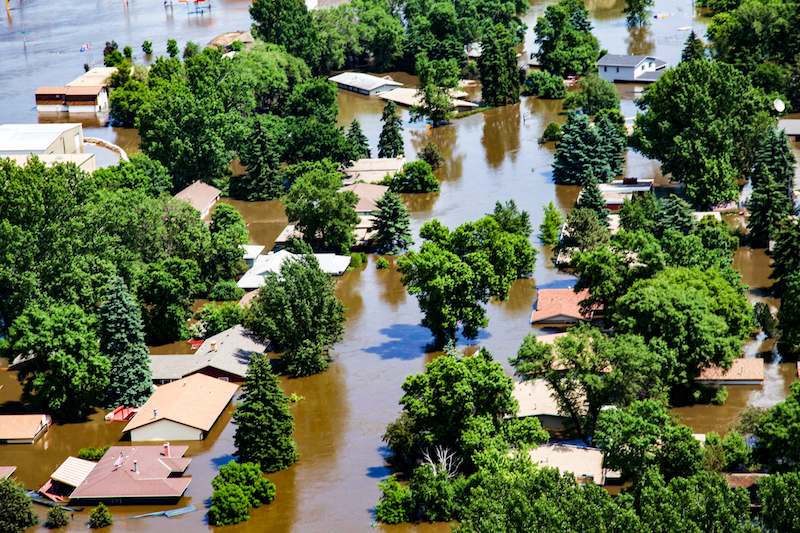 A flooded neighborhood