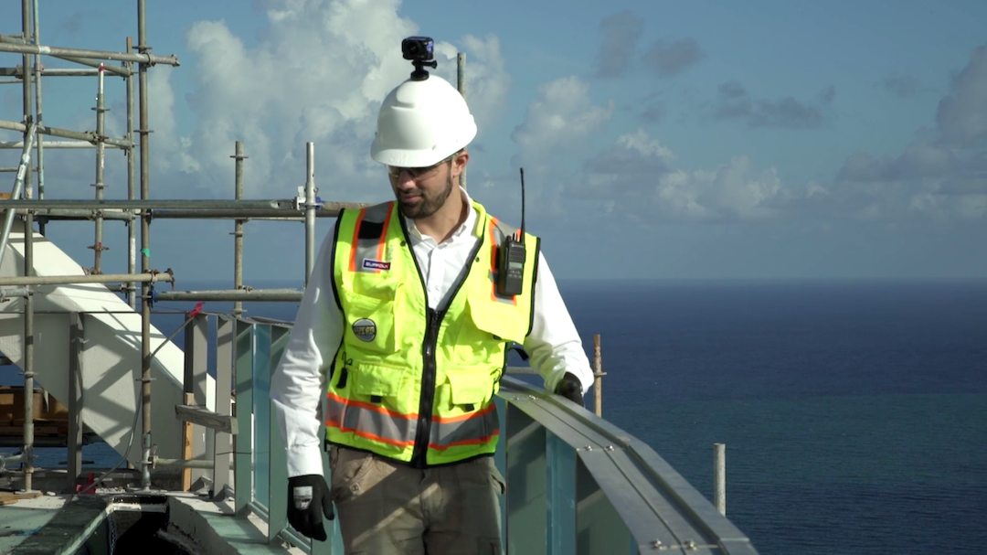 360 camera on hardhat for site documentation