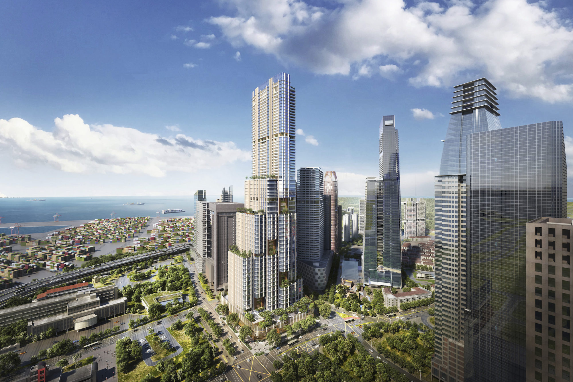 SOM's Shenton Way tower rendering SOM, Bezier