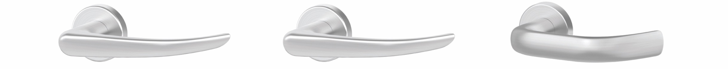 Three door handles in Schlage's M Collection