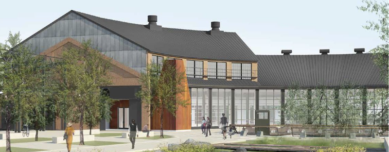 The Roundhouse, a 19th-century train engine repair building, is being transformed into an innovation center.