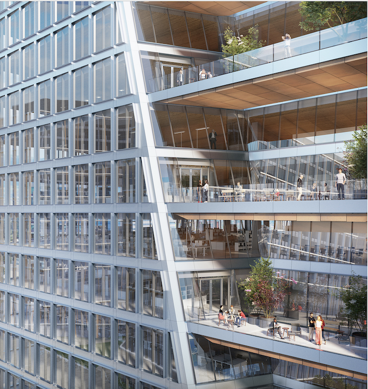 Outdoor terraces at 200 Park in San Jose