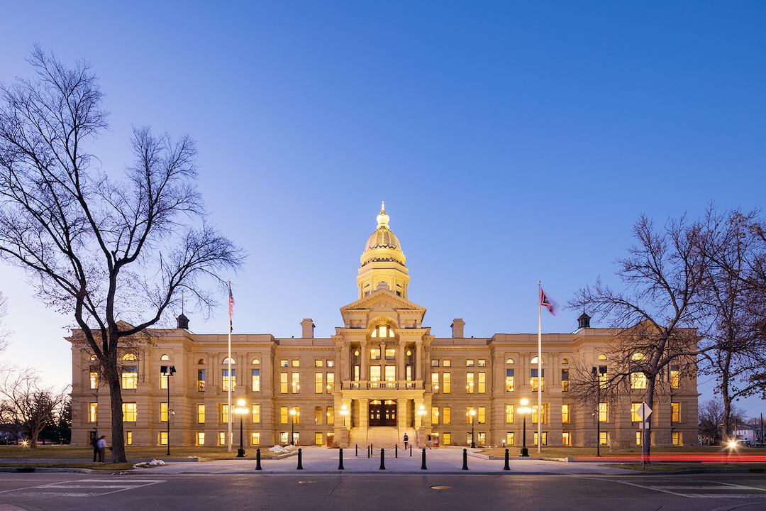 Wyoming Capitol Square at night