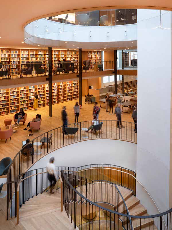 The library is illuminated by an oculus