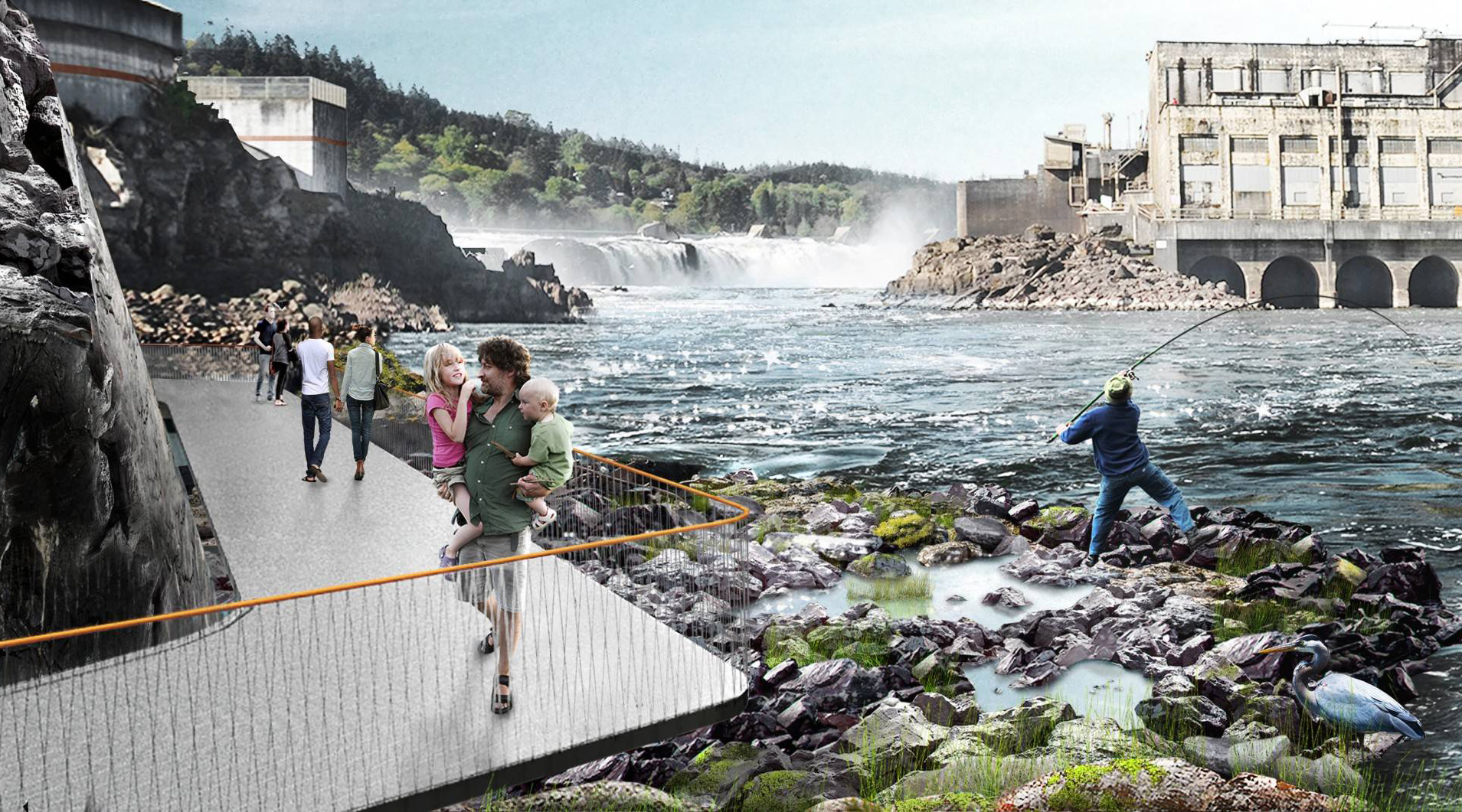 Snøhetta and DIALOG to revitalize Willamette Falls area in Oregon