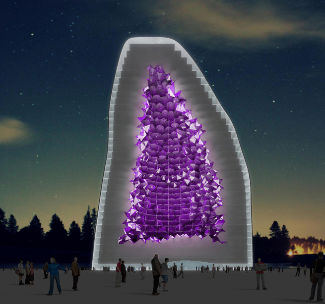 Crystalline Amethyst Hotel Rendering NL Architects