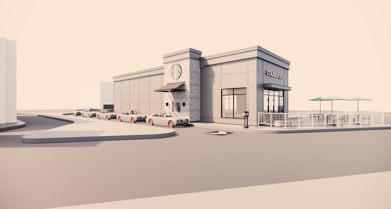 Starbucks exterior building design rendering