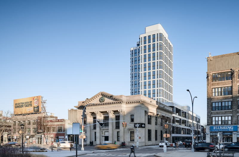 Dime savings Bank with The Dime in the background Alexander Severin, courtesy Fogarty Finger