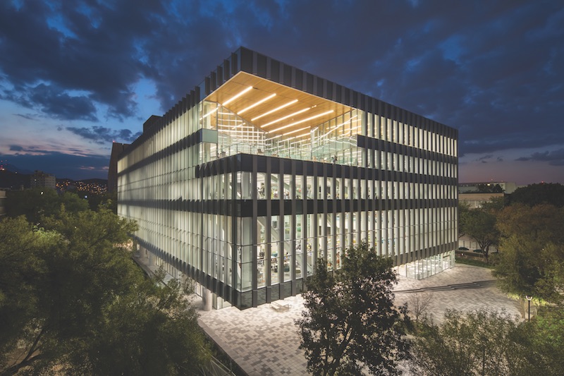 The open library terrace from the exterior