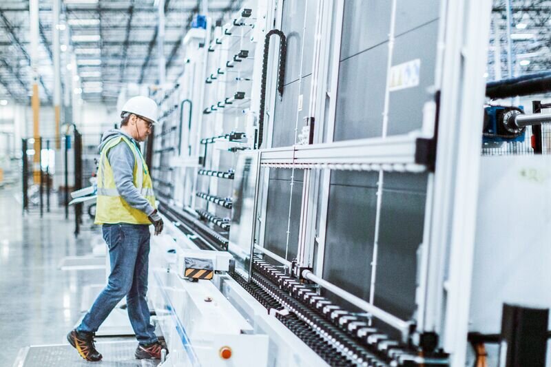 Production of Katerra's new window line, made at its facility in Tracy, Calif.