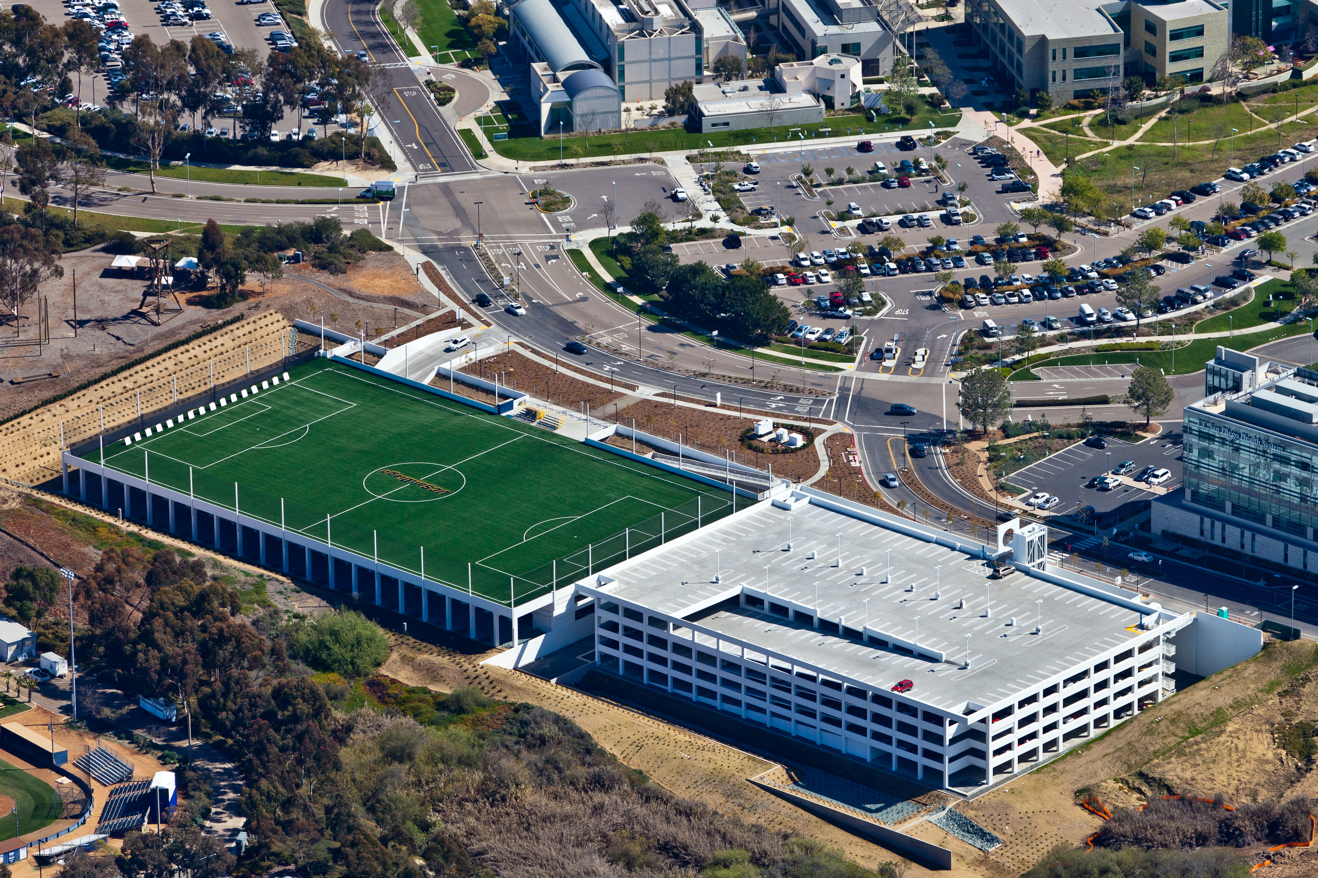 Bomel Construction Co. and IPD designed and built two adjoining garages, a socce