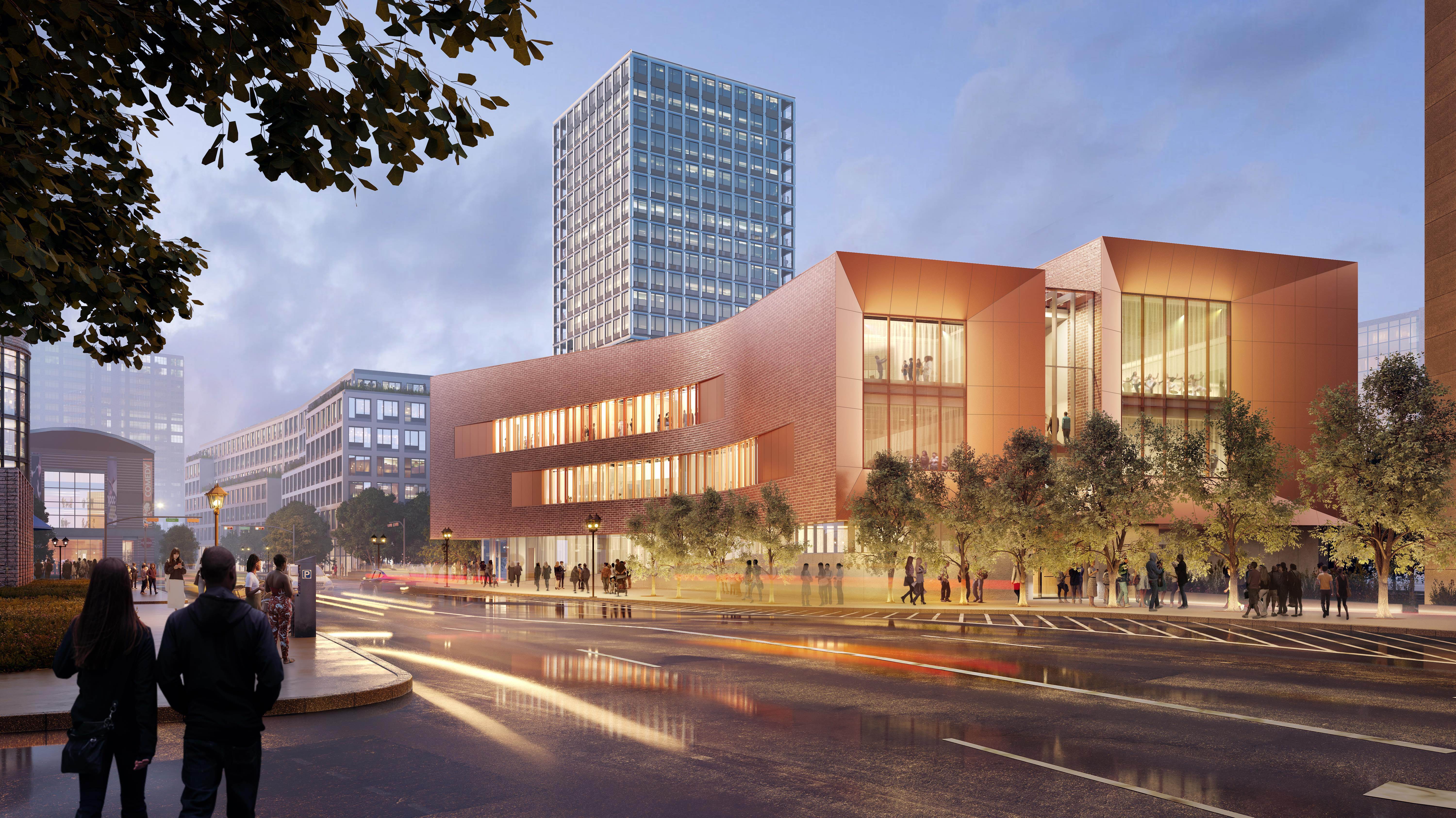 Cooperman Family Arts Education and Community Center. View north on Mulberry Street. © Weiss/Manfredi | Photo courtesy of NJPAC