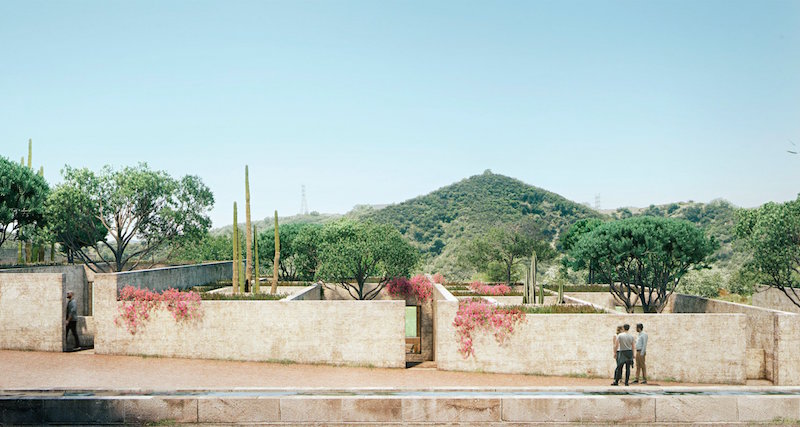 Rendering of landscaped gardens at the Berggruen Institute