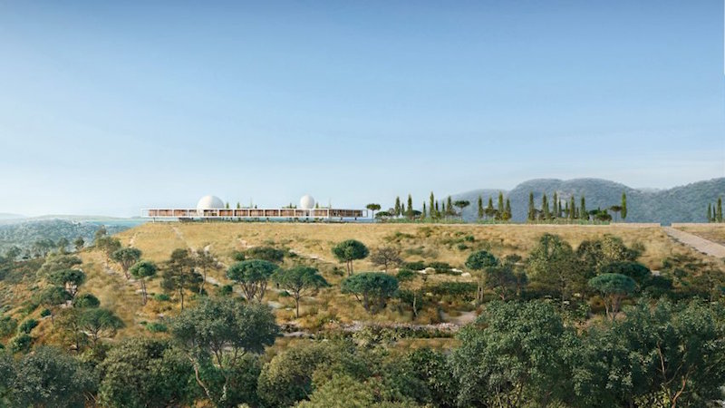 Rendering of the Berggruen Institute on its hilltop site