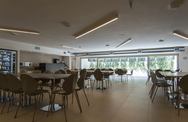 The break area located in the basement of the Arval headquarters building