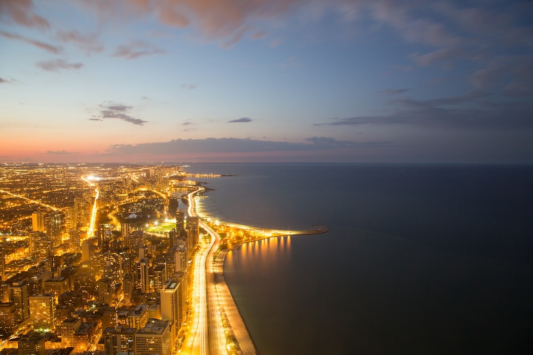 Chicago skyline along the lake