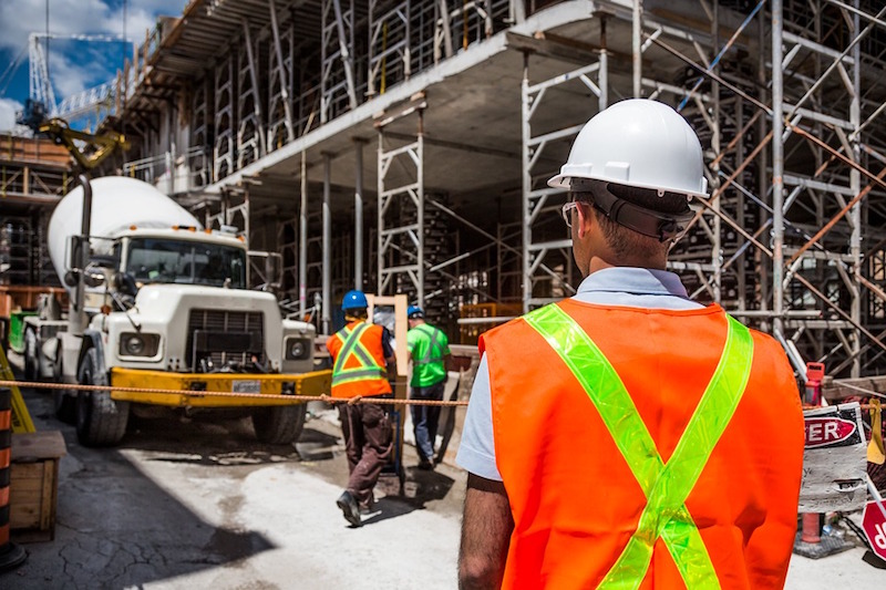 Construction workers on a construction site